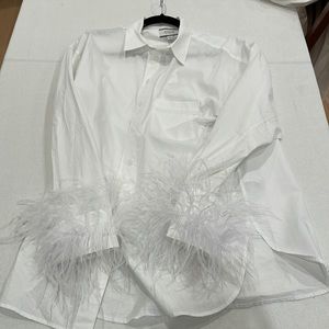 Brand New - Never Worn J Crew White button down with feathers .  Size 10